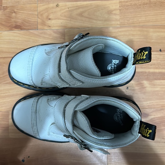 Doc Martens Devin Flower Buckle Leather Platform Boots - Picture 4 of 6